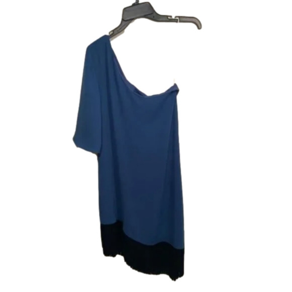 Trina Turk One Shoulder Gull blue green Fringe flapper Dress size medium new!!! - Picture 3 of 12